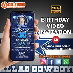 football birthday invitation with picture, football invitation digital, football video invitation