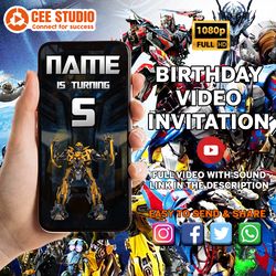 transformers birthday invitation video, transformers video invitation, transformers video evites, transformers digital