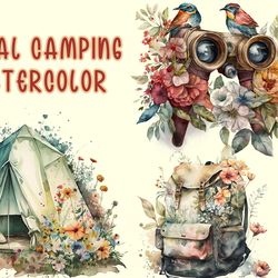 floral camping watercolor