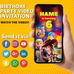 Toy Story Video Invitation, Toy Story Invitation, Toy Story Birthday Invitation, Toy Story Animated Invitations Buzz