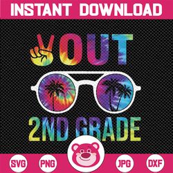 peace out 2nd grade tie dye svg, graduation last day of school svg, 1st grade graduation, teacher, tie dye, sublimation