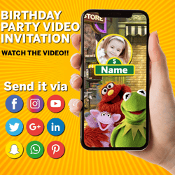 sesame street animated invite, animated birthday invitation, birthday party invite, invitation video