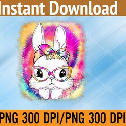 cute bunny face tie dye glasses easter day png digital download