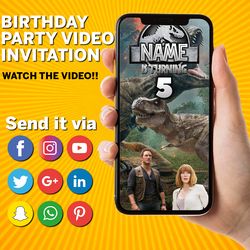 jurassic world video invitation, birthday party, jurassic world video invite, jurassic world animated invitation