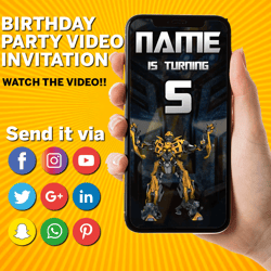 Transformers Birthday Invitation Video, Transformers Video Invitation, Transformers Video evites, Transformers digital