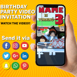 Roblox Birthday Party Digital Video Invitation