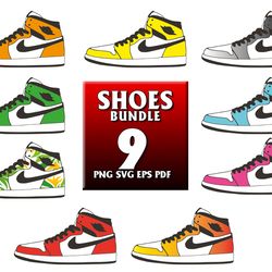 9 files shoes bundle png, brand logo svg, logo shoes, fashion logo svg, brand logo svg, famous brand svg, brand svg