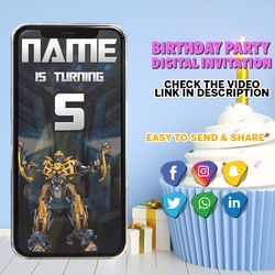Transformers Birthday Invitation Video, Transformers Video Invitation, Transformers Video evites, Transformers digital