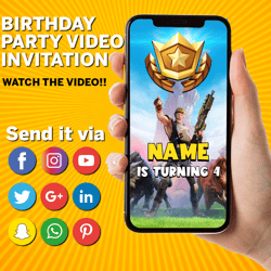 Kids Birthday Invitation, Kids Digital Invitation, Kids Video Invitation, Kids Birthday Invite Fort Nite, Special
