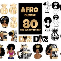 80 files afro bundle svg, mega bundle svg, black girl svg, afro svg, afro sublimation, afro king svg, black woman