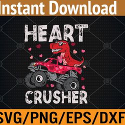 kids dinosaur monster truck valentines hearts toddlers kids svg, eps, png, dxf, digital download