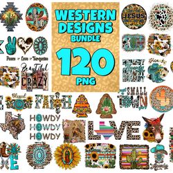 120 files western designs bundle png, trending png, howdy png, this is gods country, horse png, howdy western