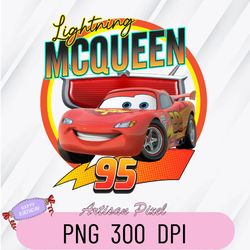 Cartoon Pixar Cars Lightning McQueen Vintage Race Png, Magic Kingdom, Cartoonland Family Matching Pngs, Kid Png