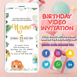 dinosaur baby shower bundle, dinosaur baby shower video invitation, dinosaur baby shower games, baby shower boy