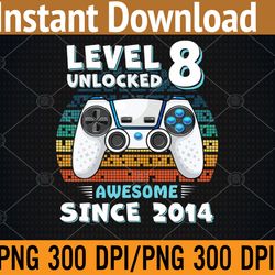 six 8yr bday son boy funny gamer 8th 8 years old birthday png, digital download