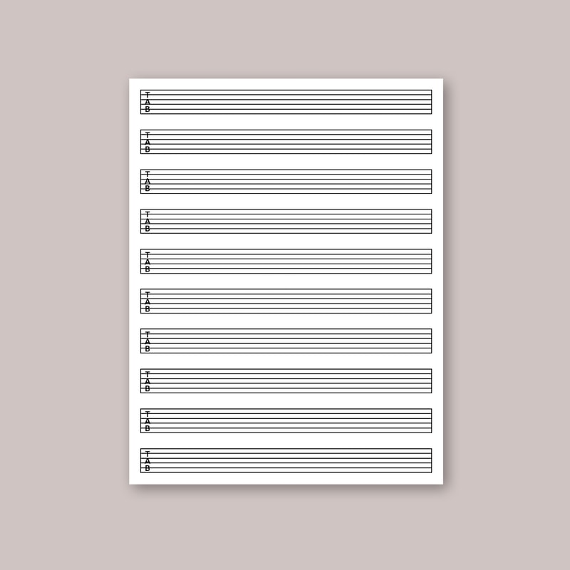 Printable guitar tab paper. Blank guitar tab printable. Guit | Inspire ...