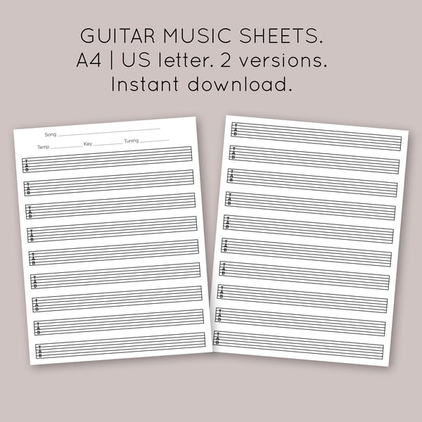 Printable guitar tab paper. Blank guitar tab printable. Guit - Inspire ...
