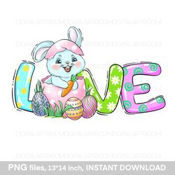 Love Easter Bunny / Png Sublimation Illustration