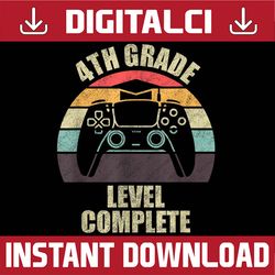 4th grade level complete gaming, gamer kid graduation last day of school png sublimation design