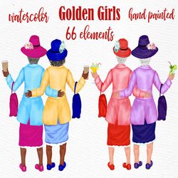 old ladies clipart: "golden ladies clipart" granny clipart older women graphics grandma portrait bff clipart cocktail pn