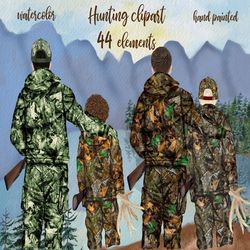 hunting clipart: "father and son" hunters clipart family clipart father's day clipart father and child hunting graphics