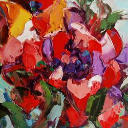painting poppies flowers. summer landscape and flowering meadows. art impasto panel.