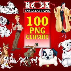101 dalmatians clipart bundle, cruella dogs, disney clipart, 101 dalmations, cruella png