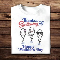 personalized mom shirt, thanks for not swallowing us, custom mom's birthday shirt, funny mom shirt, custom mothers day