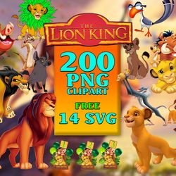 200 lion king clipart png bundle, simba pumbaa timone mufasa jungle, lion king printable, cartoon clipart