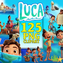 125 luca clipart png bundle, luca printable, luca png, luca font, disney png, disney cartoon bundle