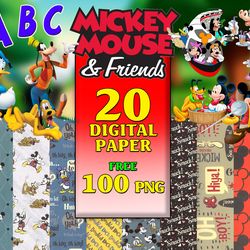 20 mickey mouse digital paper, mickey background, polka dots, decorative paper, mickey mouse, mickey digital paper