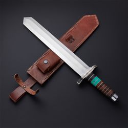 custom handmade viking short  dagger sword with leather sheath, hand forged sword, mk3613m