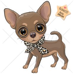 Cute Cartoon Chihuahua PNG, dog, clipart, Sublimation Design, Children illustration, digital clip art