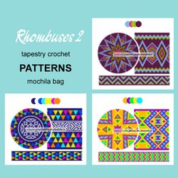 PATTERNS - Ethnic Crochet Bag Tapestry Technique / Set Rhombuses 2