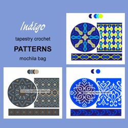 Wayuu mochila bag patterns / Set Indigo