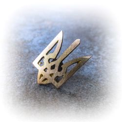 Handmade brass tryzub pin,brass ukraine trident pin,Ukraine tryzub pin,ukraine emblem trident pin,ukrainian symbol pin