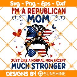 Messy Bun Im A Republican Mom SVG, Just Like A Normal Mom Except Much Stronger SVG, Mother Day SVG, File For Cricut