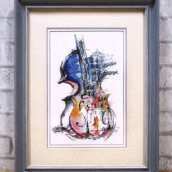city landscape cross stitch pattern, violoncello cross stitch chart, double exposure cross stitch pdf, digital pdf file