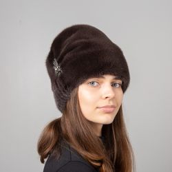 Solid mink hat. Women Winter Cap Mitten Mink. Elegant Mink Hat. Winter Mink Hat. Real Fur Hats. Mink Hats. Fur mink Hat