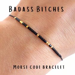BADASS BITCHES morse code bracelet, Female best friend gifts, Friendship bracelet, Friend group gift, Christmas gift