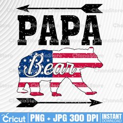 papa bear american flag 4th of july png, father's day gift dad png, papa bear png