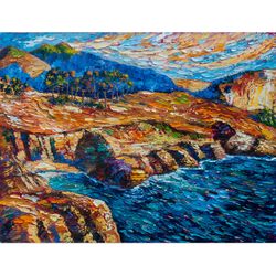 California Painting Coast Original Art Impressionist Art Impasto Painting Seascape Painting 24"x32" by Ksenia De