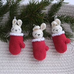 Christmas mini mittens and bunny crochet pattern home decor