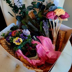 Mother's Day Gift Box with Plants and Wood Flowers