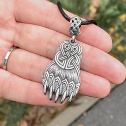 Silver Celtic bear paw necklace, Made to Order