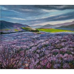 Lavender Fields Painting Tuscany Original Art Impressionist Art Impasto Painting Landscape Painting 28"x32" by Ksenia De