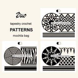 3 CROCHET PATTERNS PDF/ Tapestry crochet bag / wayuu mochila bag / SET DUO 86