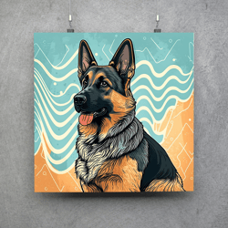 german shepherd illustration - downloadable and printable digital painting