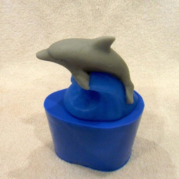 Dolphin on a wave soap and silicone mold