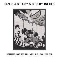 shinra kusakabe embroidery design file, fire force anime embroidery designs, machine embroidery anime pes design brother